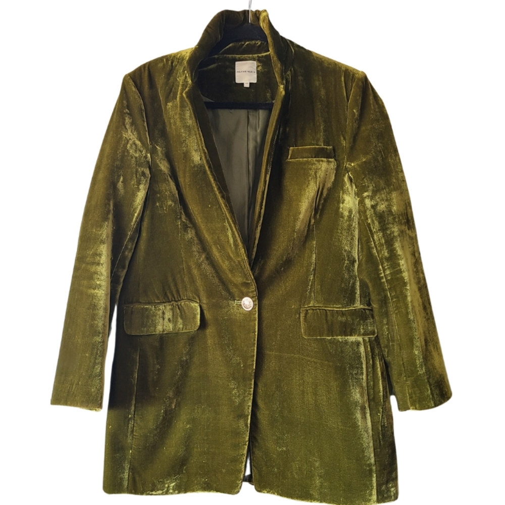 Elegant Olive Velvet Blazer